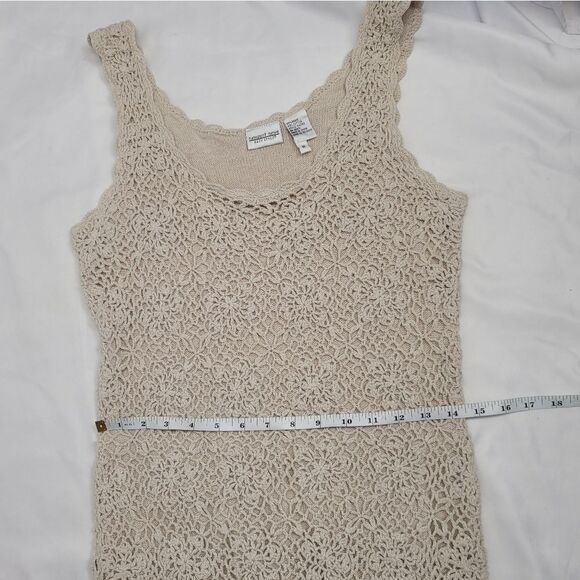 VINTAGE 90s cream crochet festival boho hippie midi dress S - Picture 8 of 9